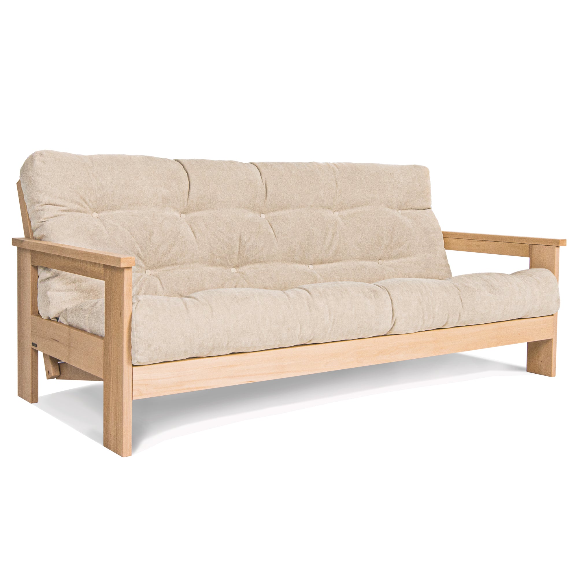 MEXICO Folding Sofa Bed, Beech Wood Frame, Natural Colour-creamy fabric colour