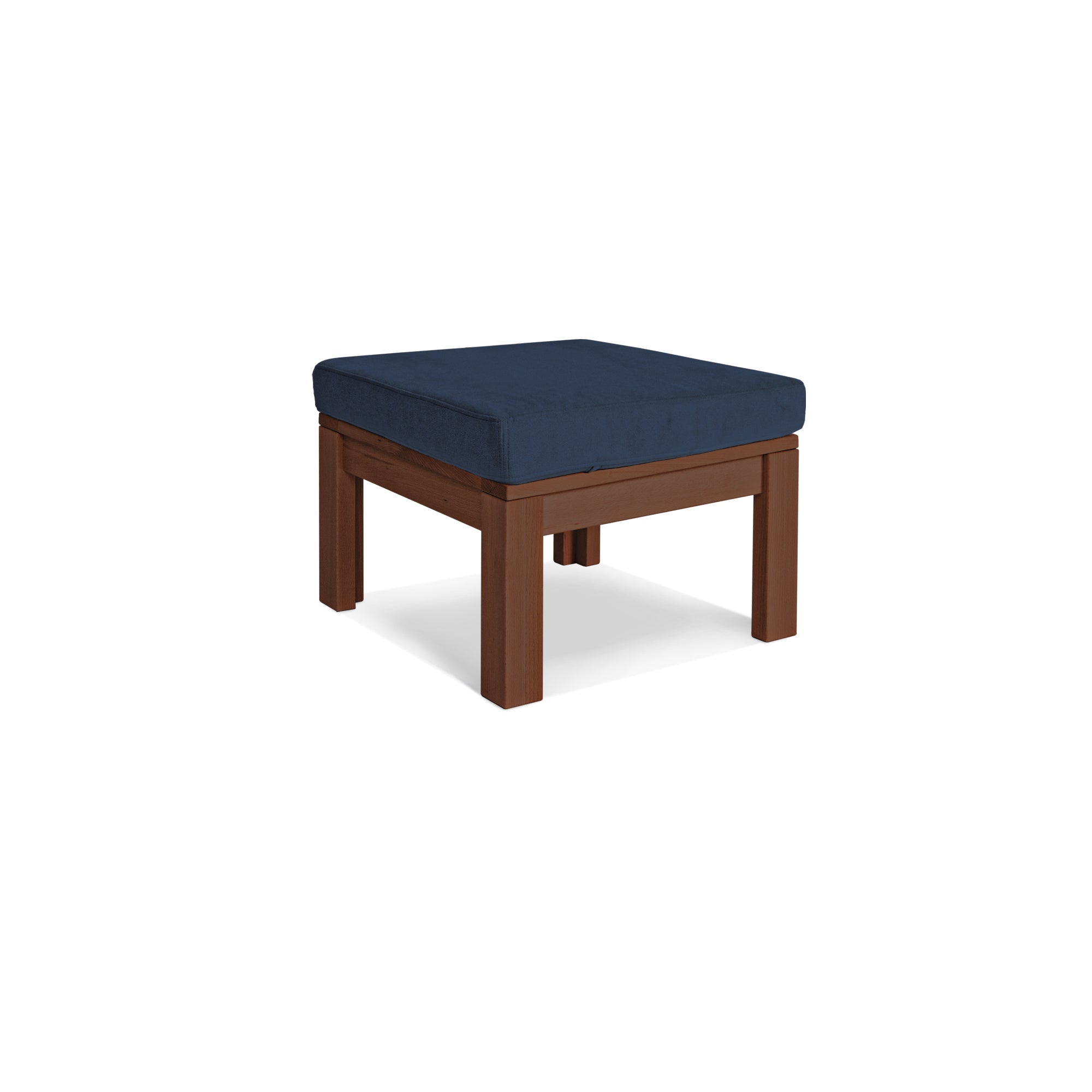 MEXICO Table Pouffe- Beech Wood walnut frame-blue fabric colour
