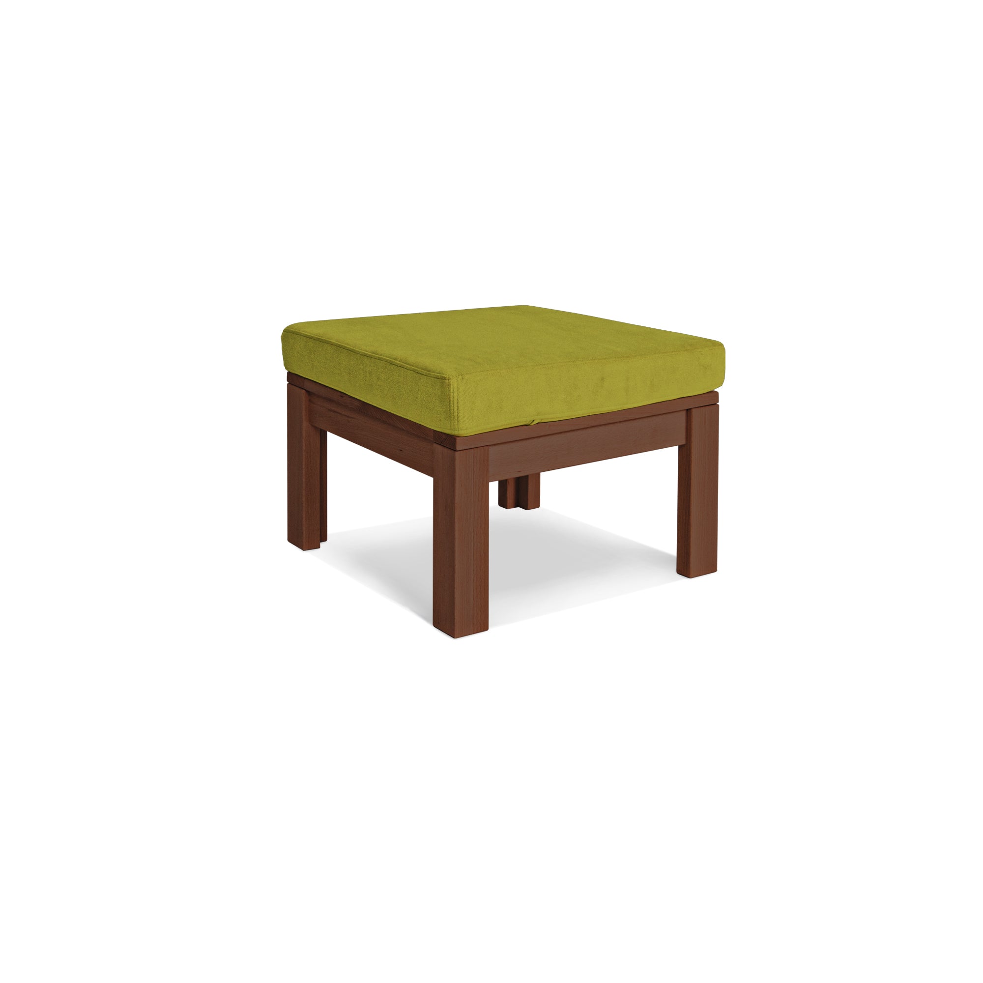 MEXICO Table Pouffe- Beech Wood walnut frame-green fabric colour