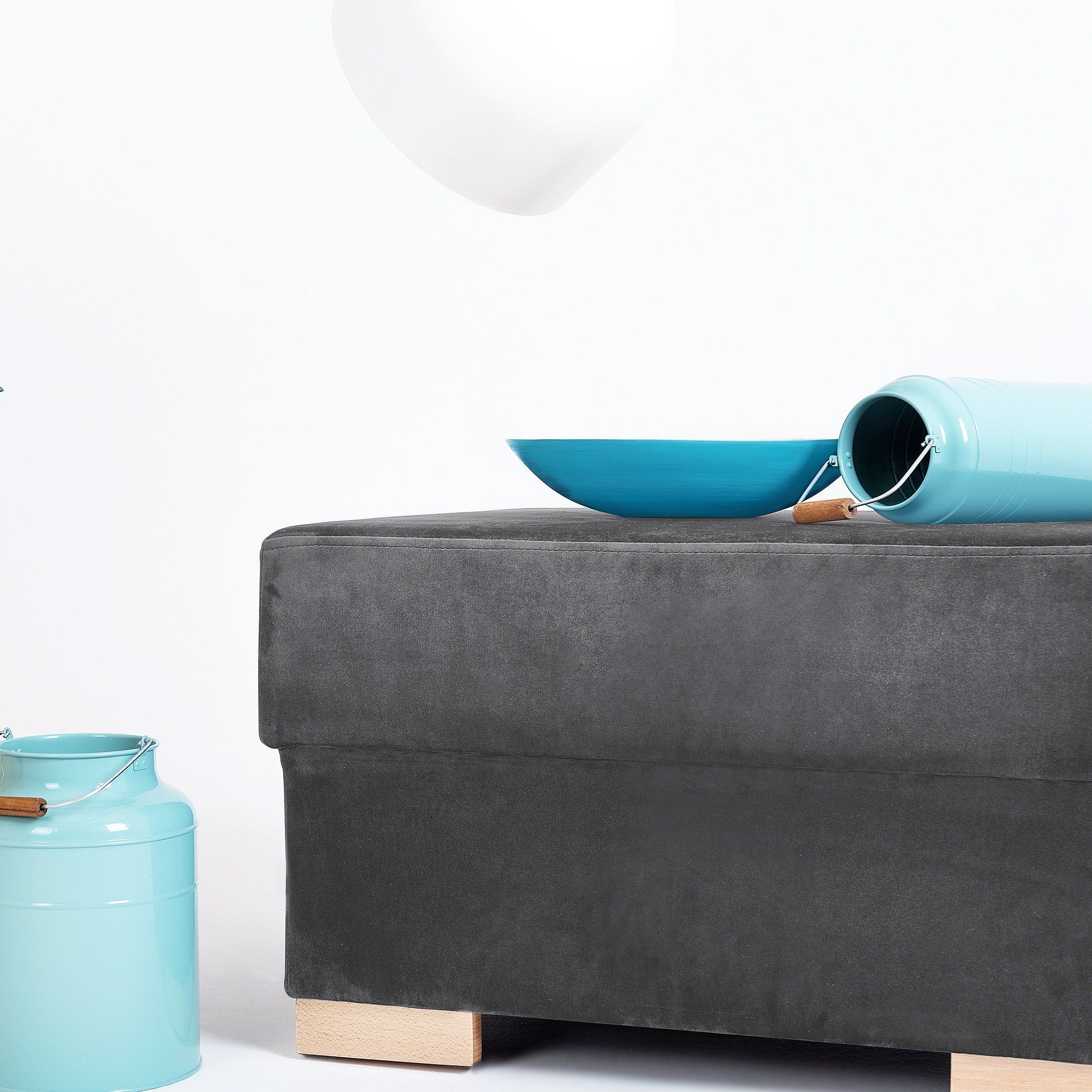 STABLE Pouffe upholstery colour grey with staff