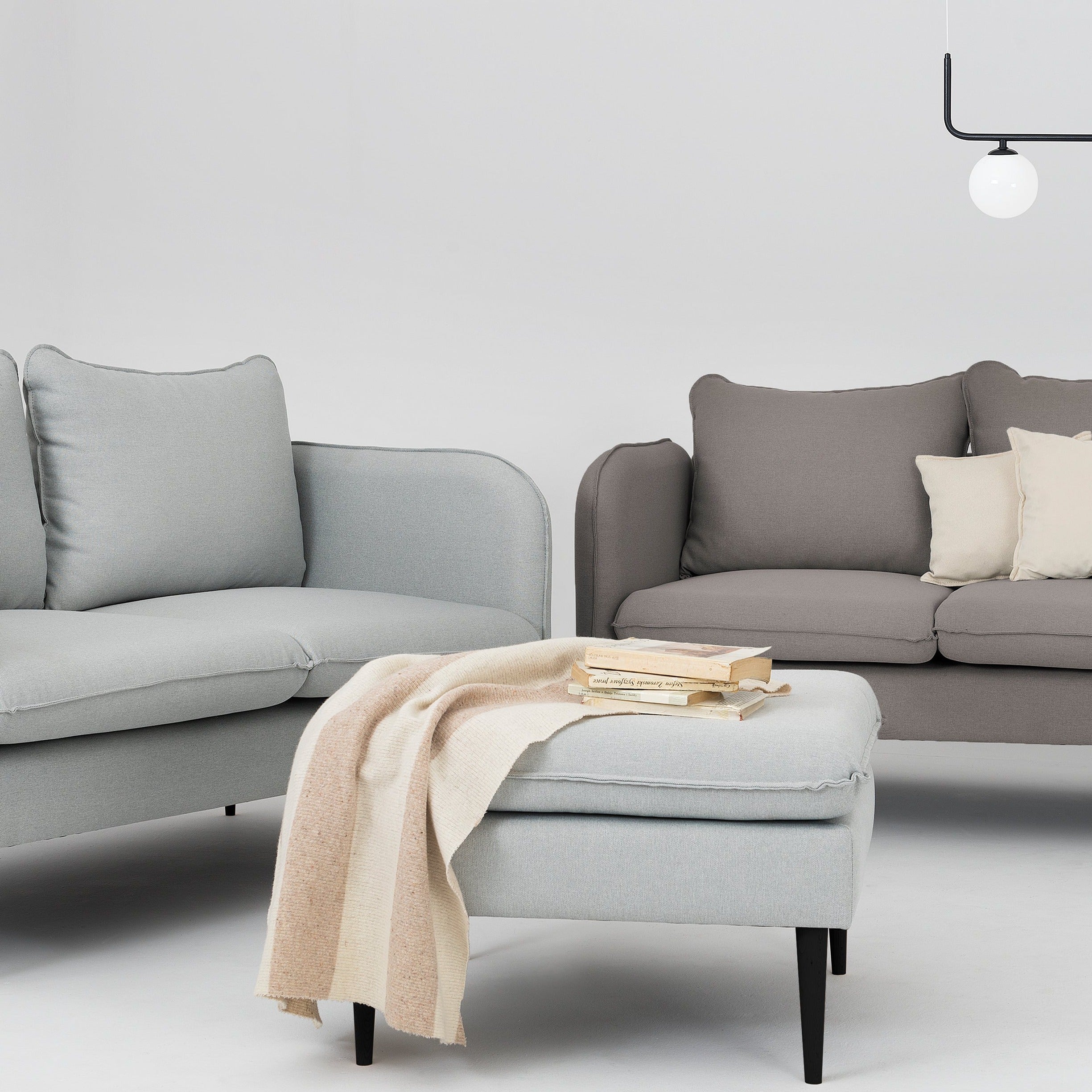 POSH BLACK Sofa 3 Seaters upholstery colour grey and steel grey interior view