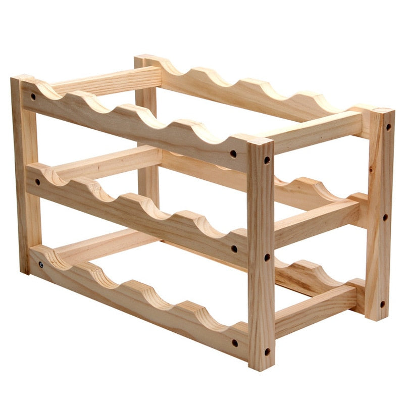 WOOD Household Wine Rack-3 layers side view