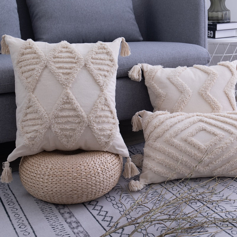 BEIGE TASSELS Copricuscino