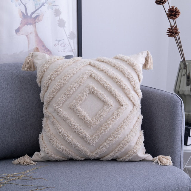 BEIGE TASSELS Copricuscino