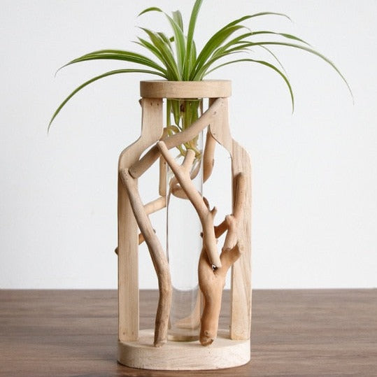 Vaso di legno puro lavorato a mano