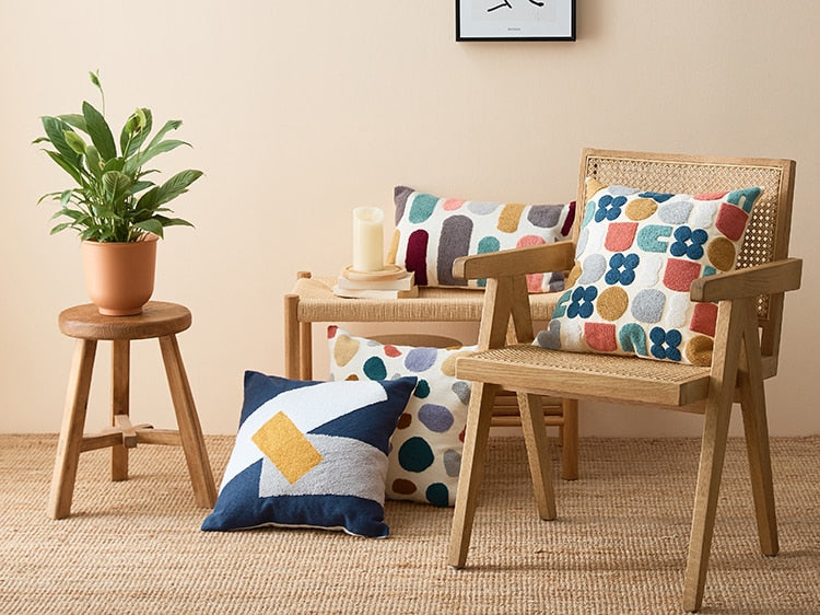 COLOURFUL Copricuscino ricamo stile tinta unita