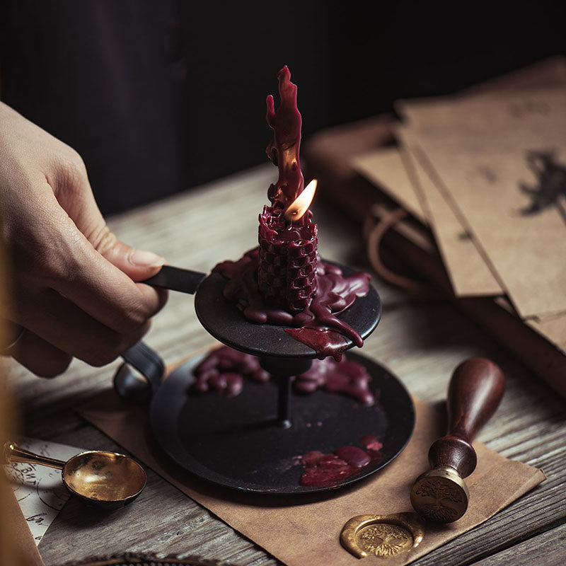 Portacandele a cero in ferro nero opaco