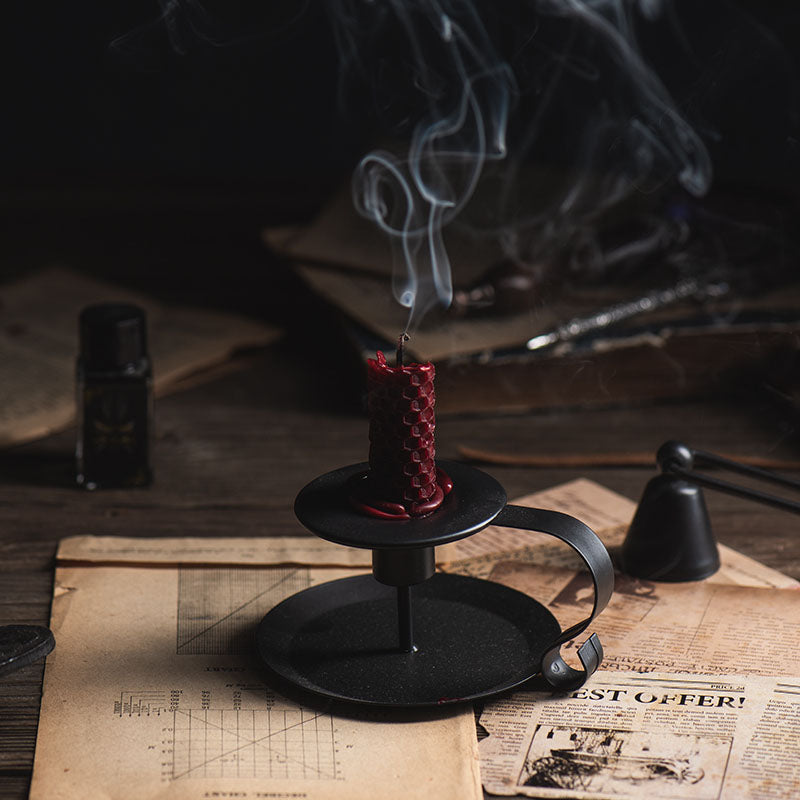 Portacandele a cero in ferro nero opaco