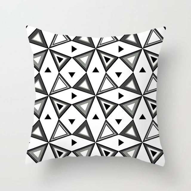 GEOMETRIC Copricuscino con stampa in bianco e nero