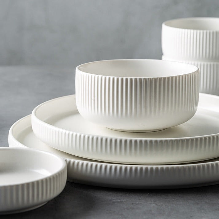 Piatti in ceramica smaltata creativa in stile giapponese a righe