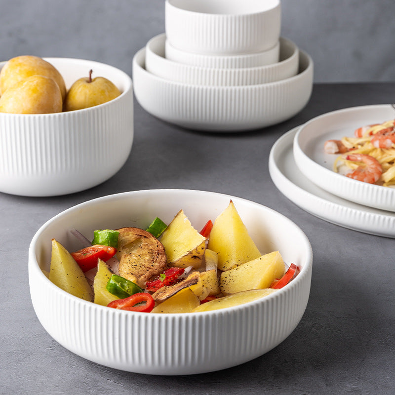 Piatti in ceramica smaltata creativa in stile giapponese a righe