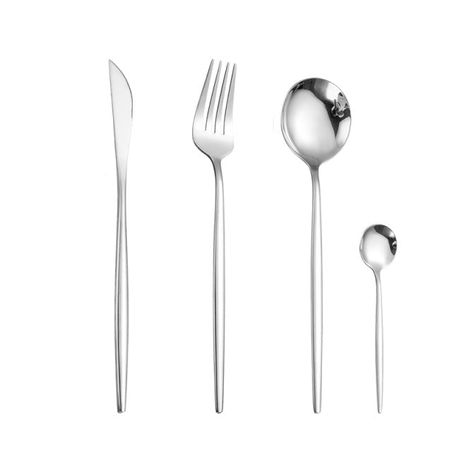 Set di posate in acciaio inox stile argento