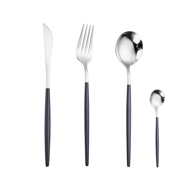 Set di posate in acciaio inox stile argento