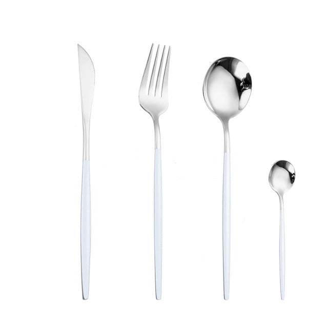 Set di posate in acciaio inox stile argento