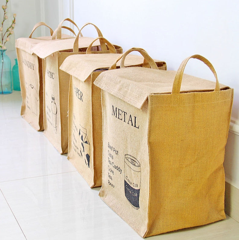 Cestino pieghevole in cotone e lino