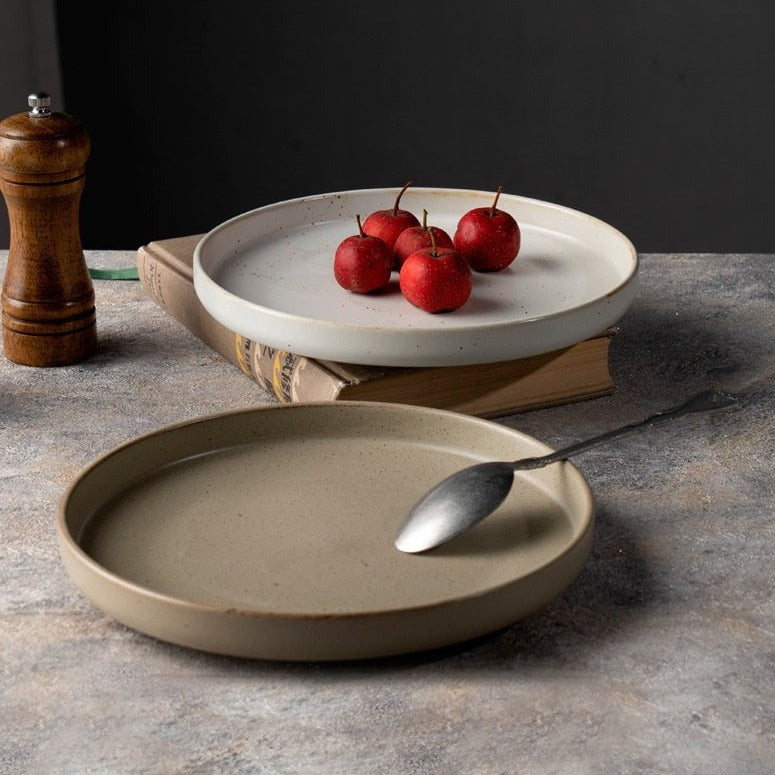 Piatto di ceramica grezza retrò in stile semplicità giapponese
