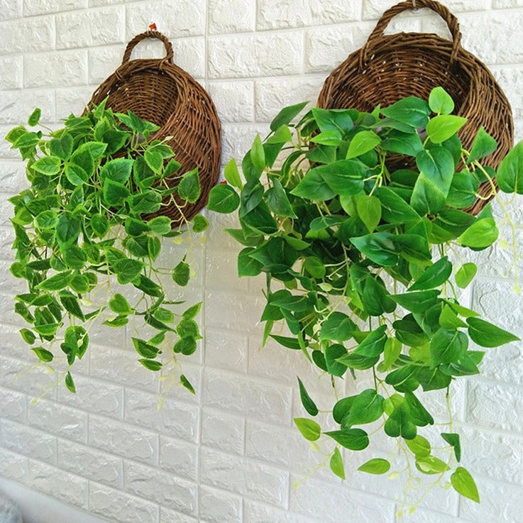 Cesto di vimini in rattan fioriera da appendere alla parete