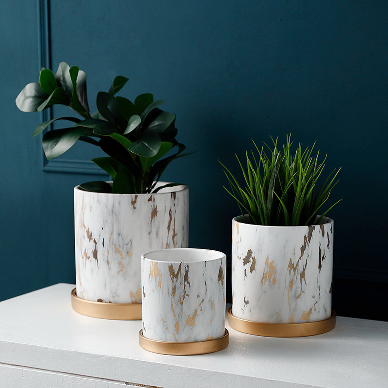 Vaso da fiori in ceramica con aspetto marmorizzato