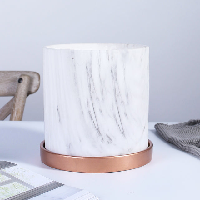 Vaso da fiori in ceramica con aspetto marmorizzato