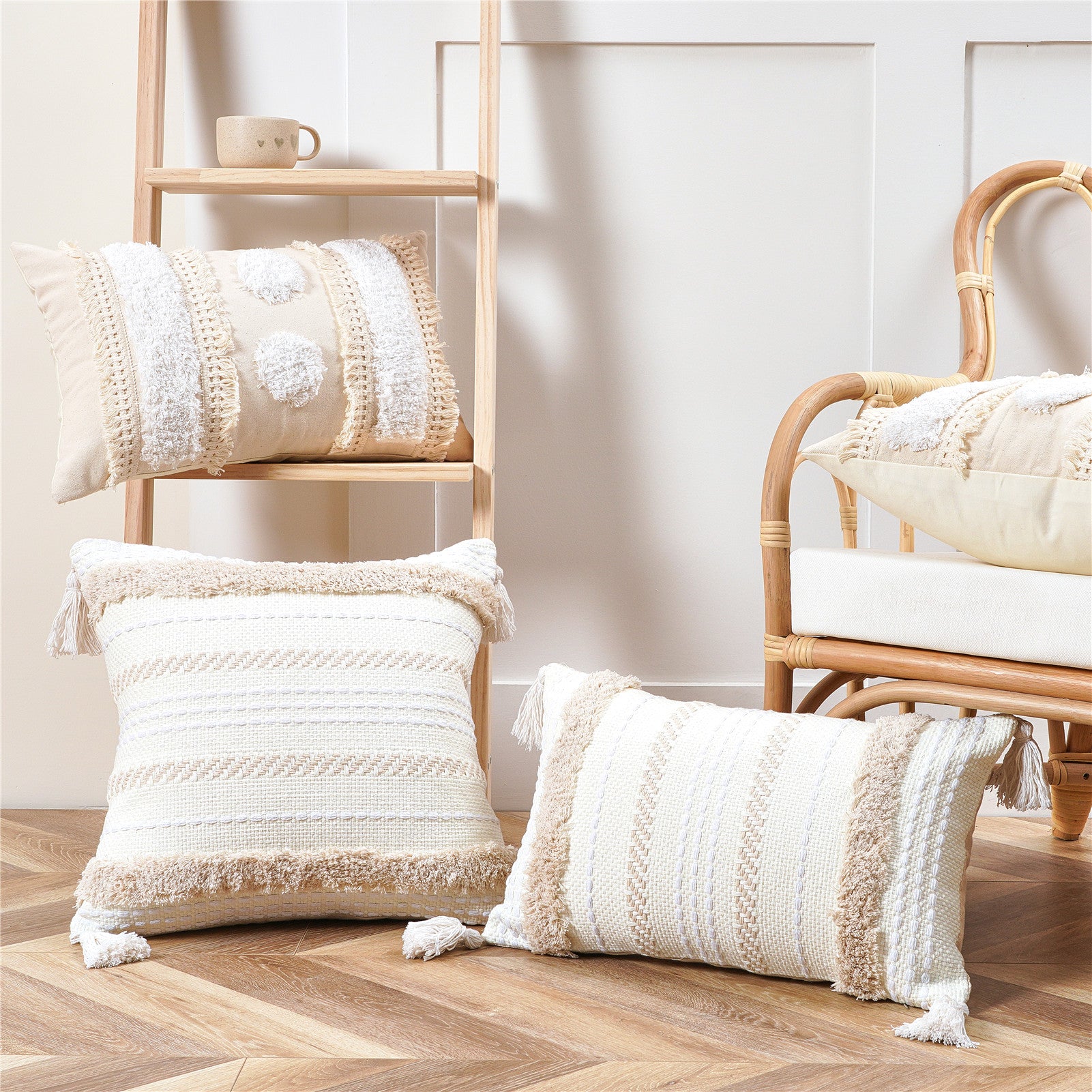 COTTON LINEN Copricuscino con nappe