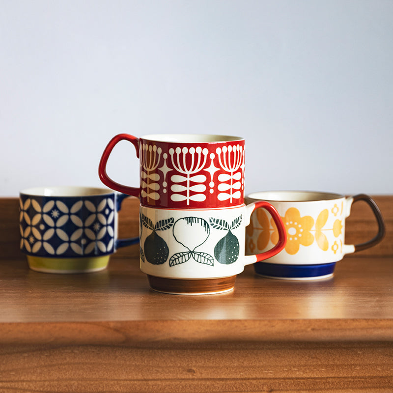 Tazze da caffè in ceramica a forma di fiore retrò