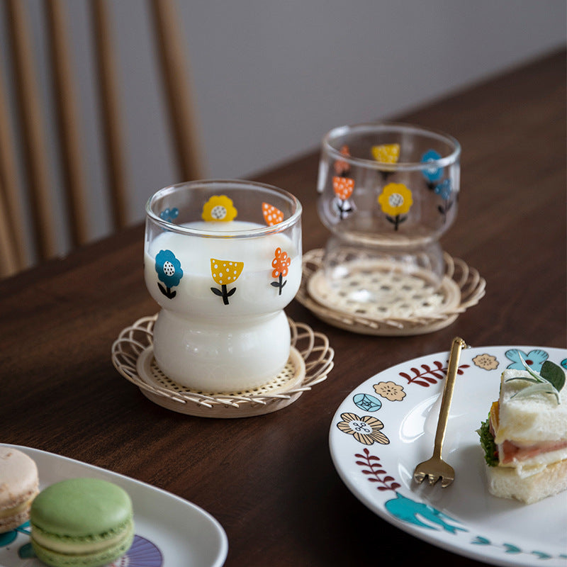 Sottobicchiere rotondo in rattan intrecciato a mano