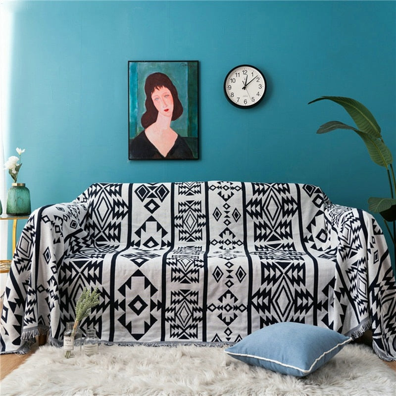 Coperta da divano geometrica in stile etnico