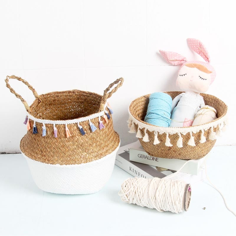 Cesto portaoggetti intrecciato per piante