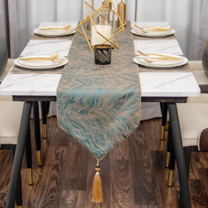 Runner da tavola moderni in raso dorato