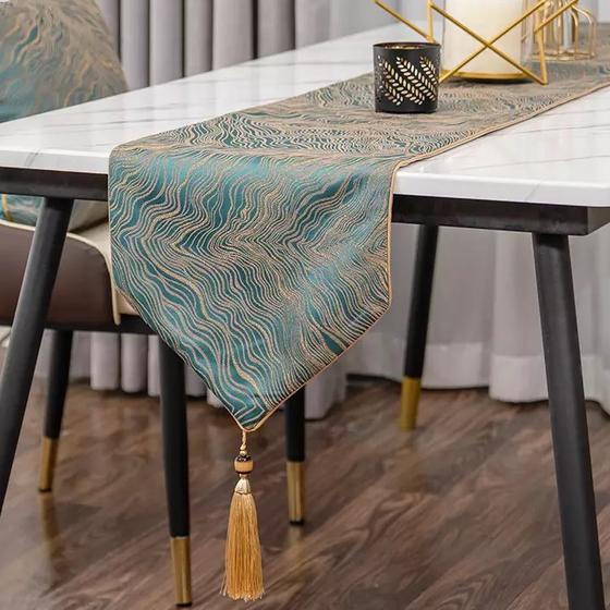 Runner da tavola moderni in raso dorato