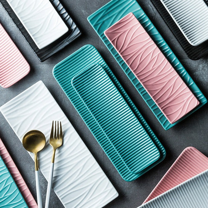 Piatto lungo rettangolare da sushi in ceramica nordica