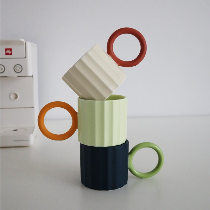Tazza da caffè in ceramica con manico grande Stile nordico