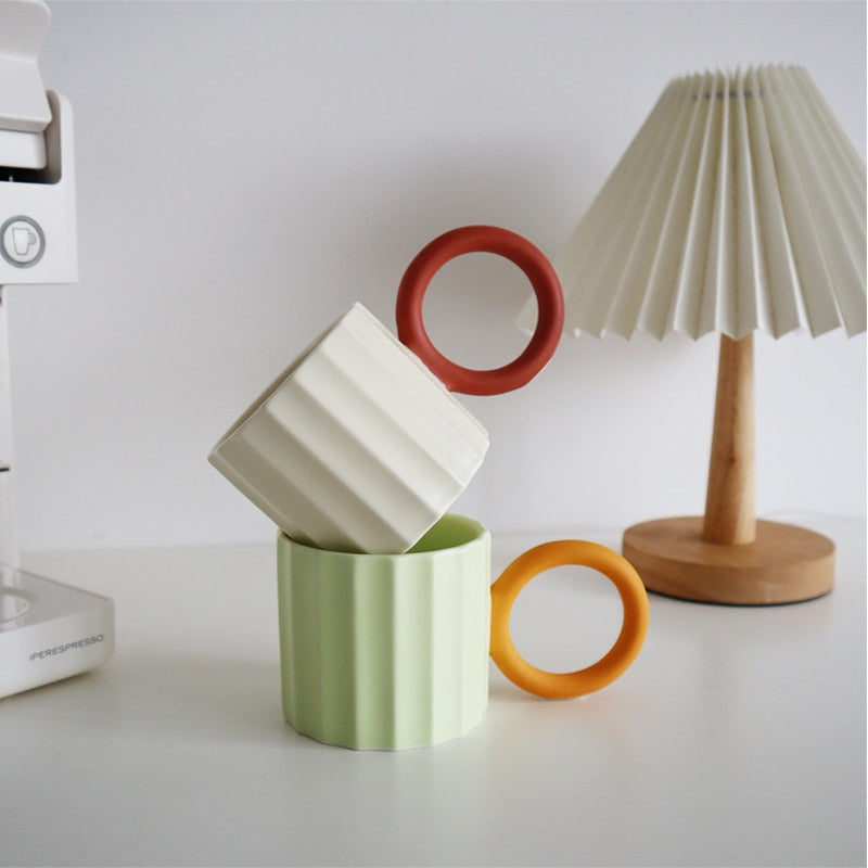 Tazza da caffè in ceramica con manico grande Stile nordico