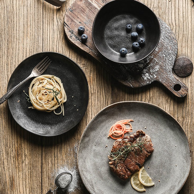 Piatto da pranzo in ceramica giapponese retrò