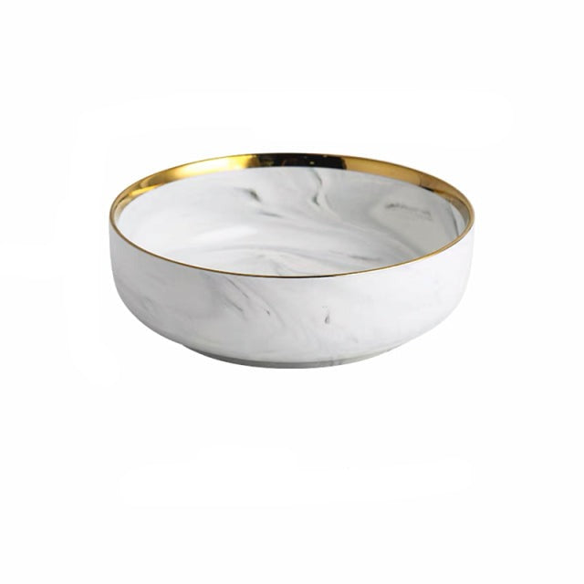 Piatti da portata in ceramica di marmo con bordo dorato