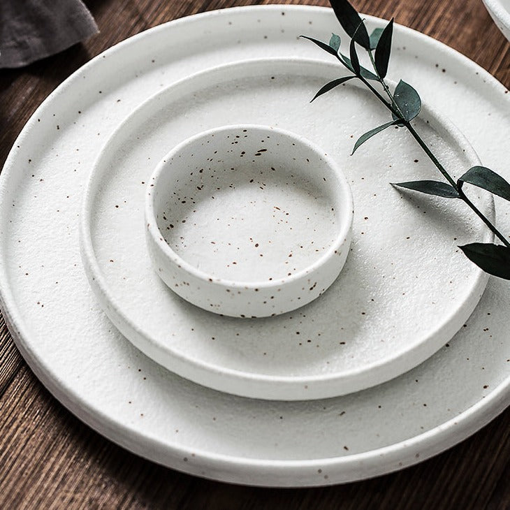 Esplora il nostro set di piatti e ciotole in ceramica bianca