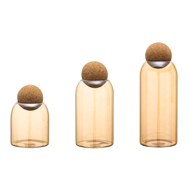 Bottiglia trasparente di stoccaggio sughero sigillato