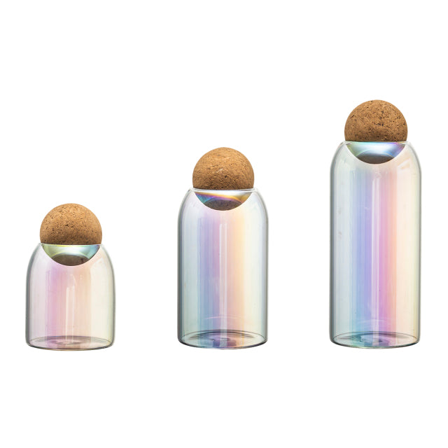 Bottiglia trasparente di stoccaggio sughero sigillato