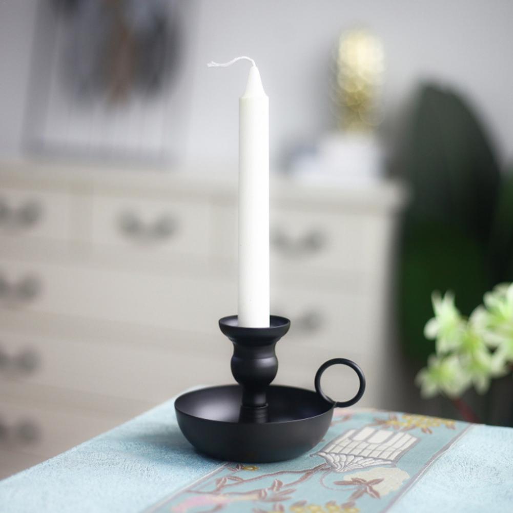 Portacandele nero vintage in ferro