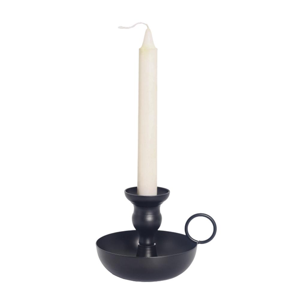 Portacandele nero vintage in ferro