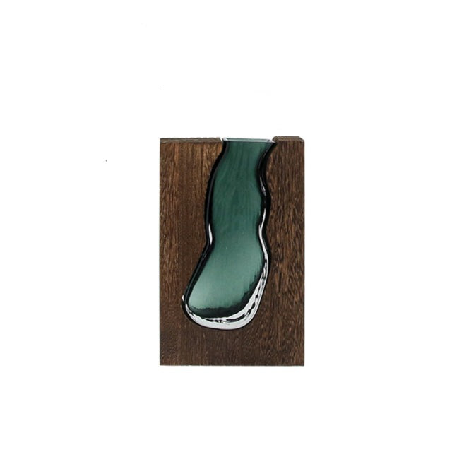 Vaso di vetro trasparente nordico in legno massiccio