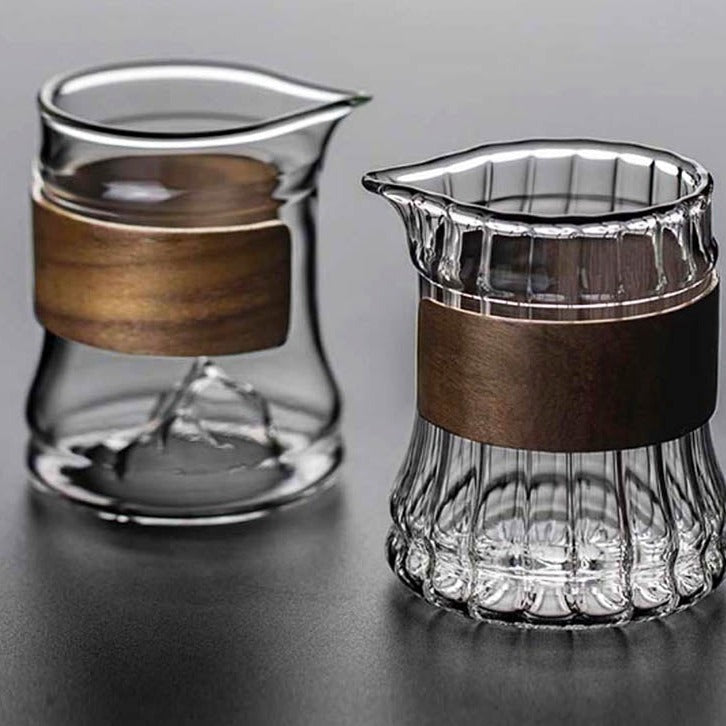 Teiera in vetro termoresistente con manico in legno