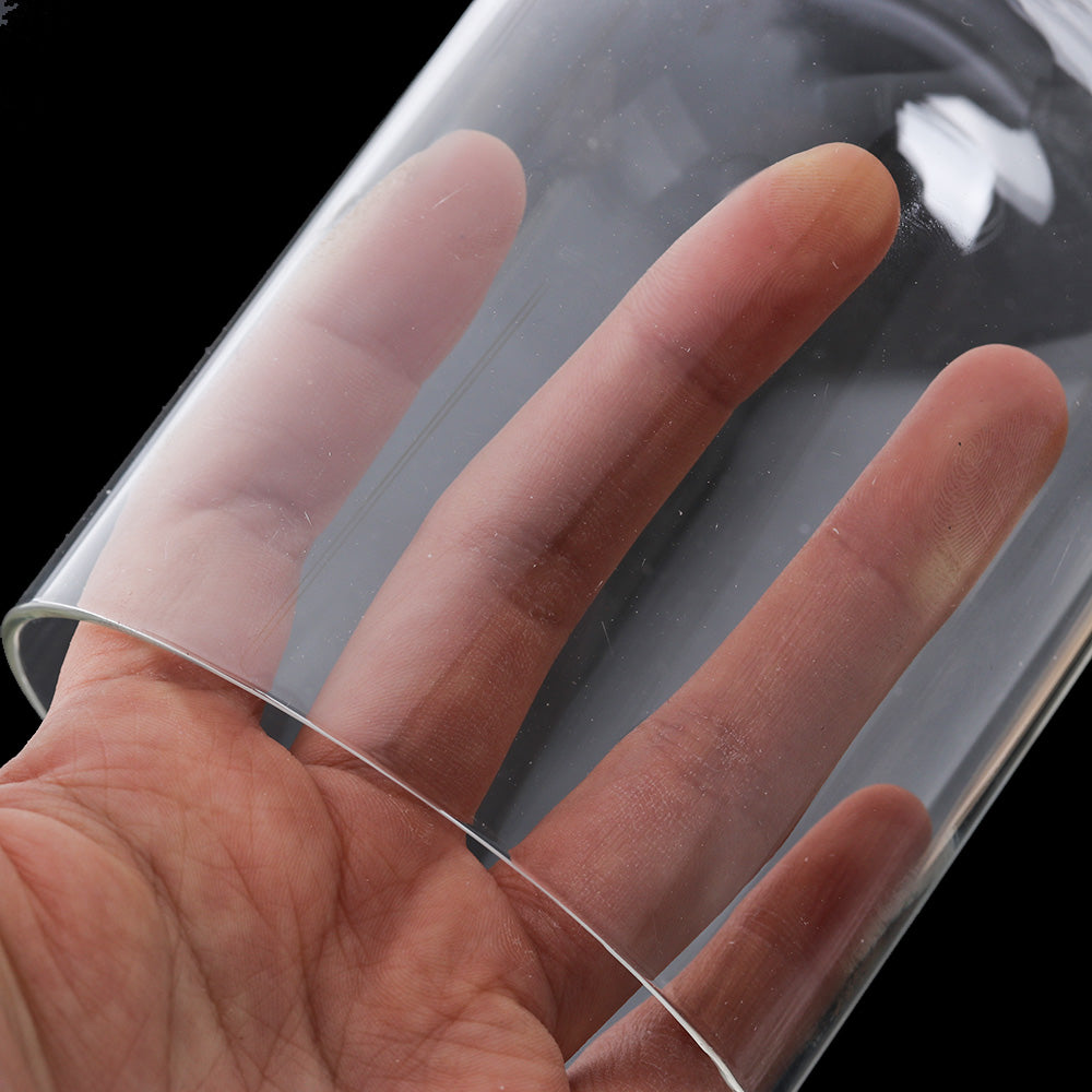 Vaso per fiori in vetro con base in legno