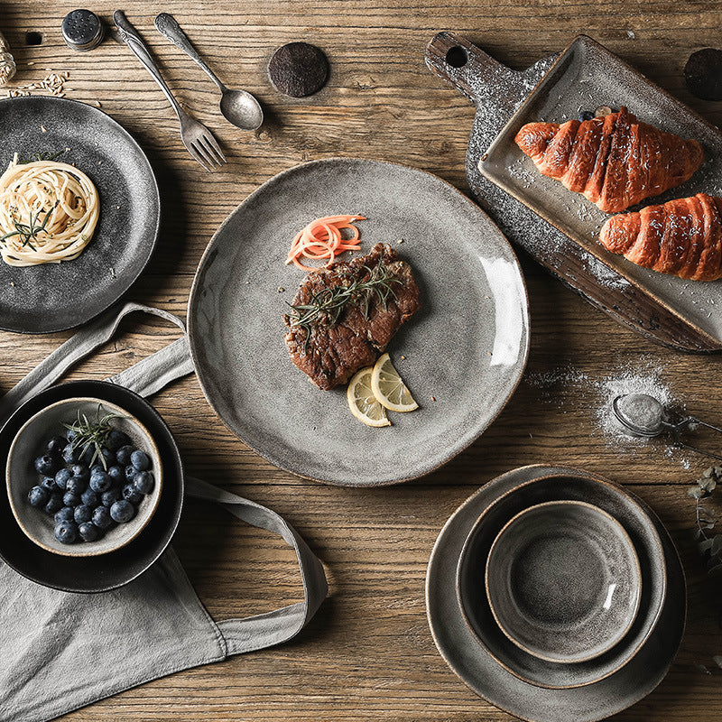 Piatto da pranzo in ceramica giapponese retrò