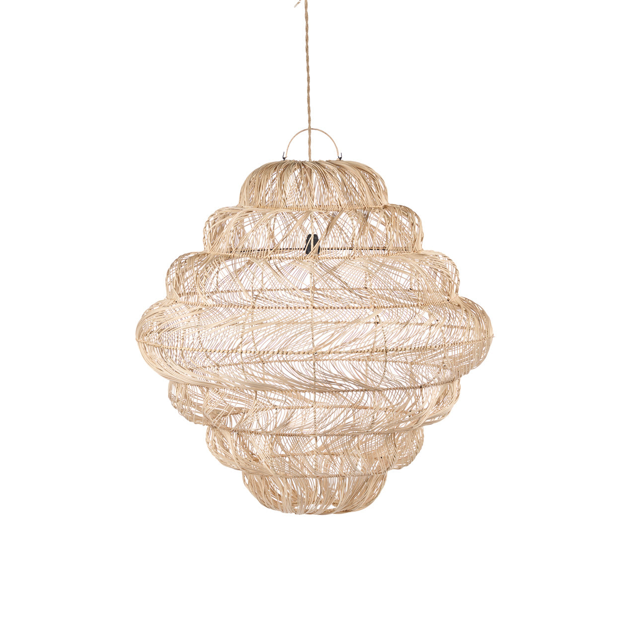Woven Rattan The Aurora Puff Pendant - Natural - XL White Background
