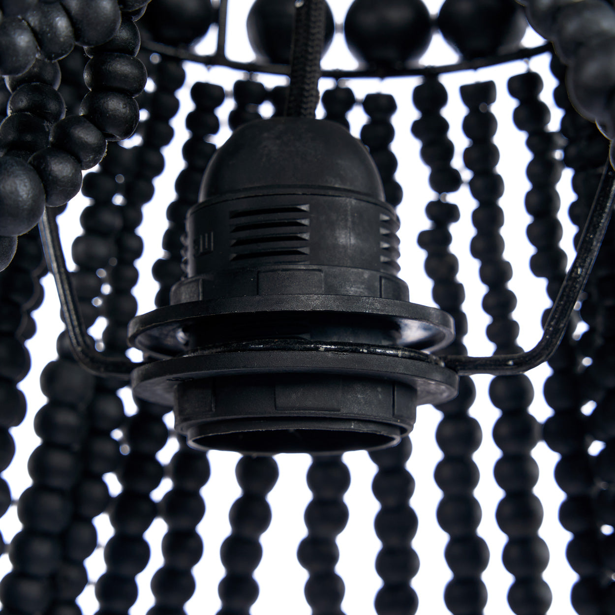 Close-up of a black lampshade of the Teardrop Chandelier - Black - M