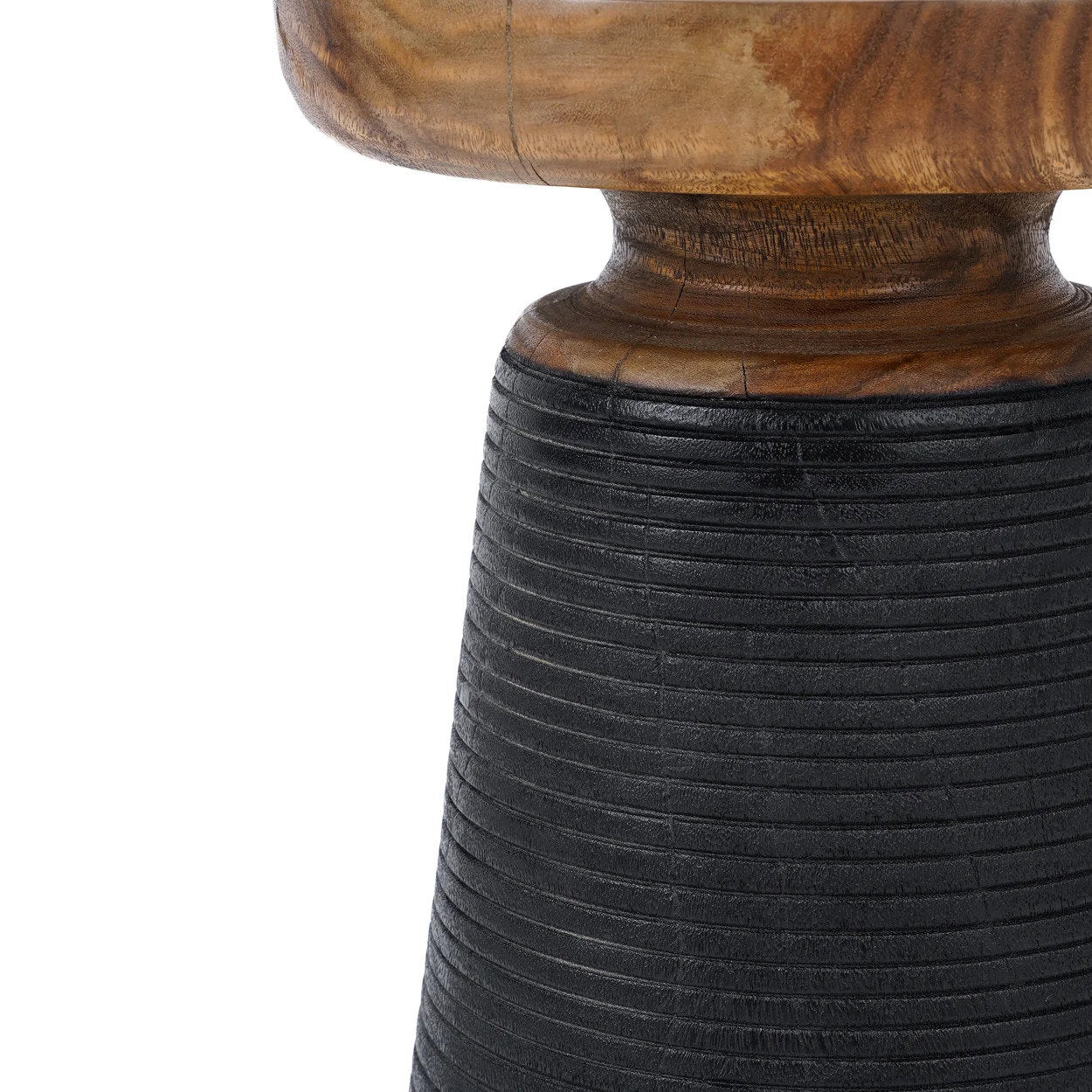 Wooden black side table on a white background