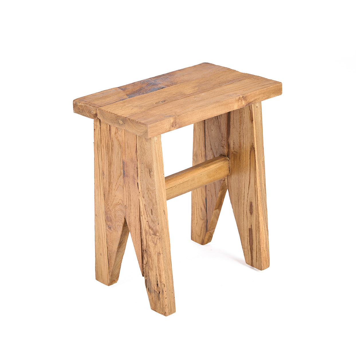 Wooden stool on a white background