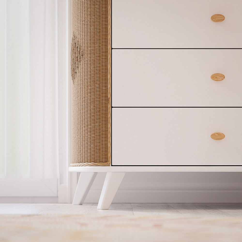 COQUILLAGE Chest of Drawers with Wicker Sides Close View Interior