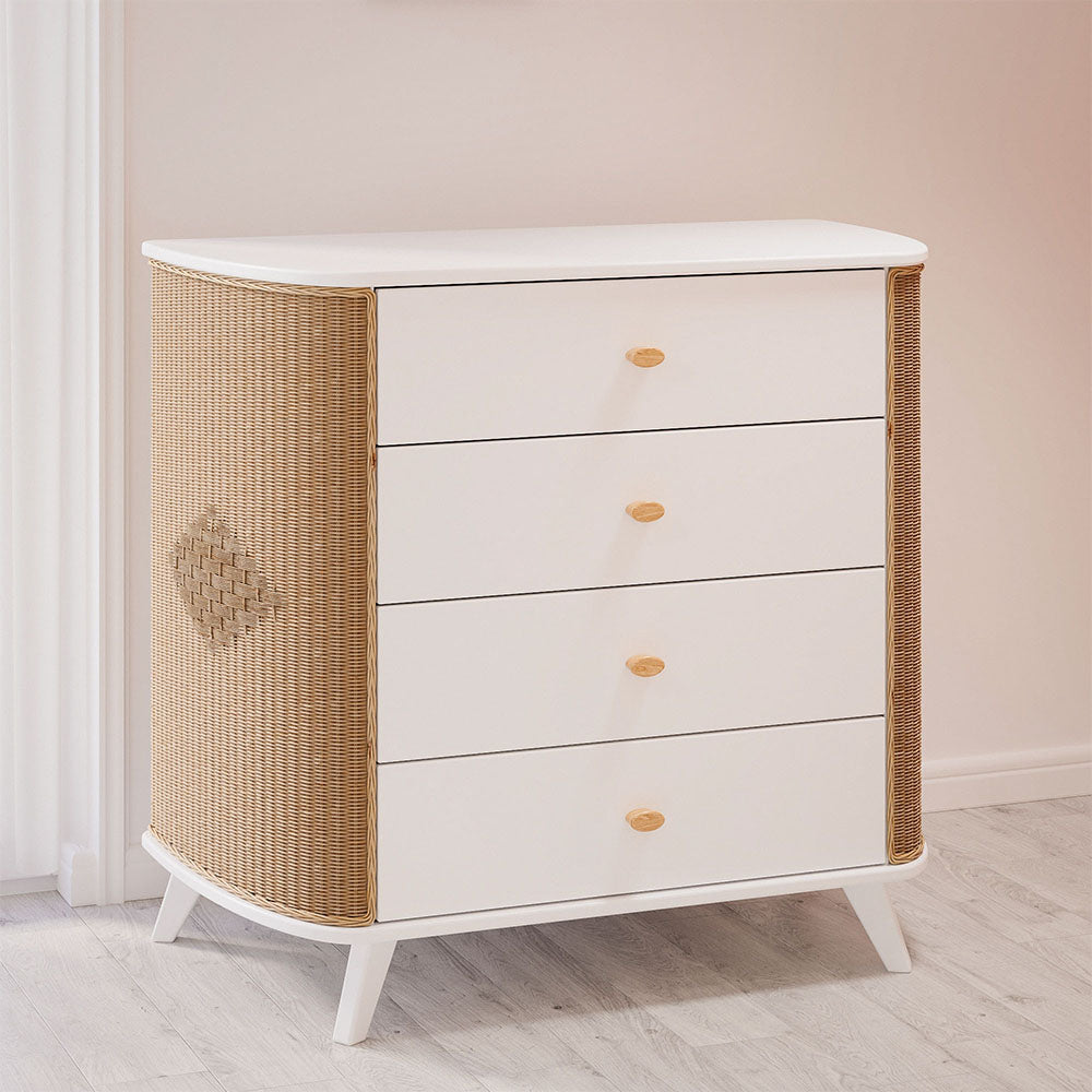 COQUILLAGE Chest of Drawers with Wicker Sides Interior